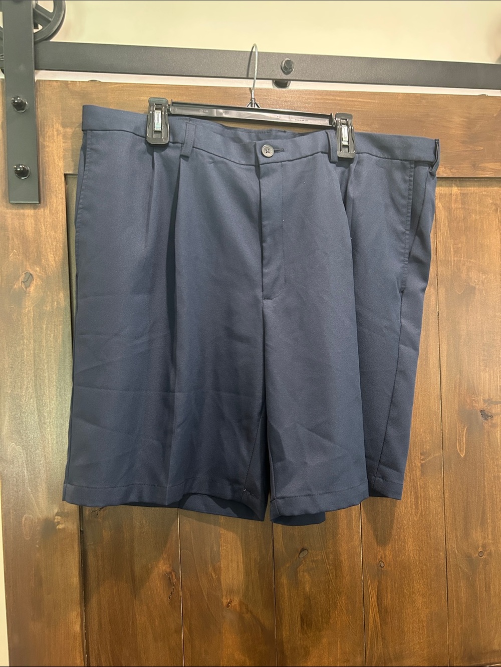 E417 Haggar Cool 18 Pro Mens Navy Dress Shorts Sz 42